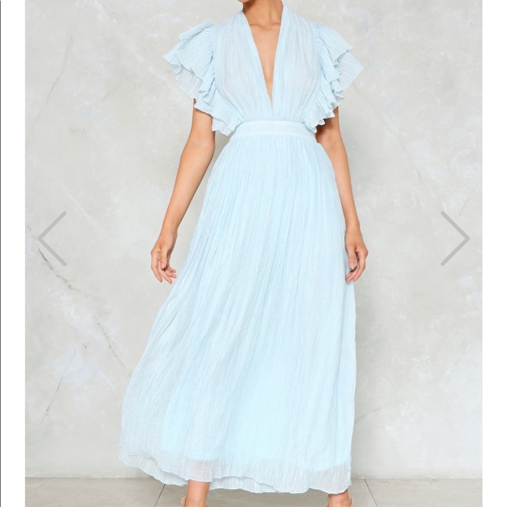 Baby blue open back dress!